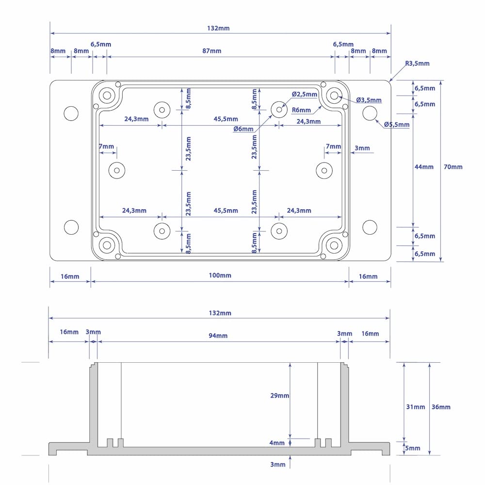 Anschlussdose ABS Gehäuse 132 x 70 x 50mm Abzweigdose