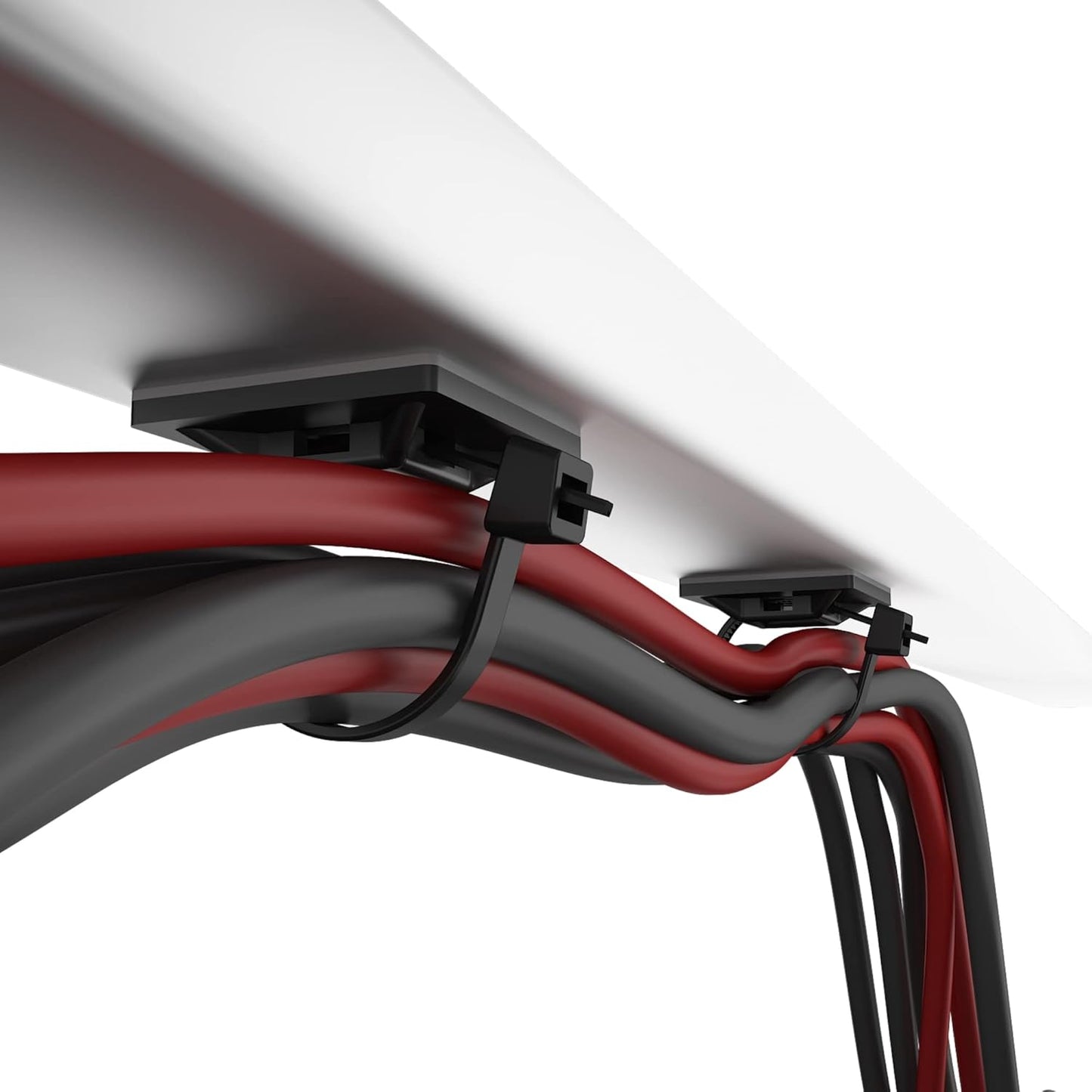 intervisio Klebesockel für Kabelbinder 28mm x 28mm, Selbstklebend Kabelschelle, schwarz, 100 Stück