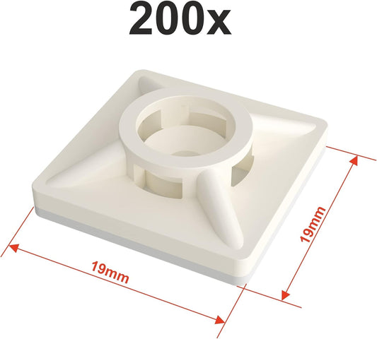 Klebesockel für Kabelbinder 19mm weiß 200 Stück