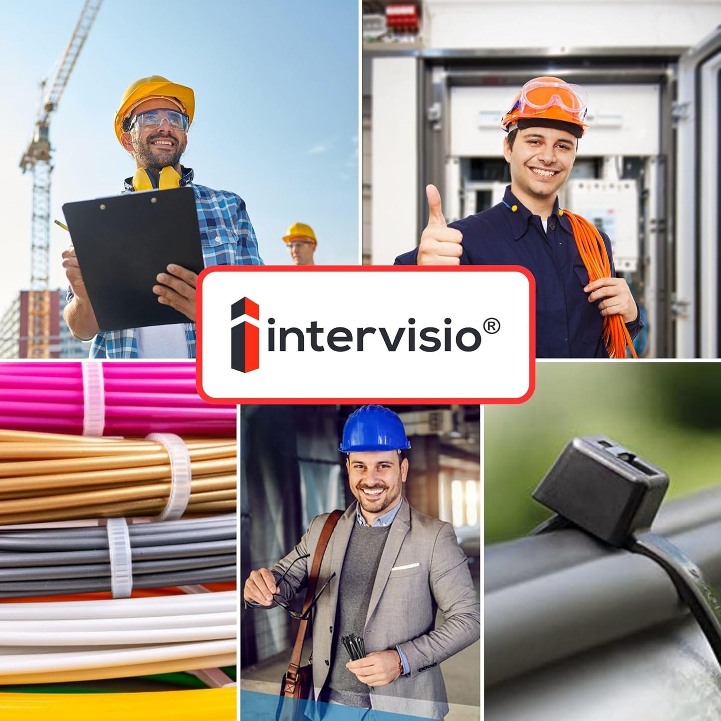 intervisio Kabelbinder Lang 430mm x 4,8mm, Schwarz, UV-beständig, Industrie-Qualität, 200 Stück