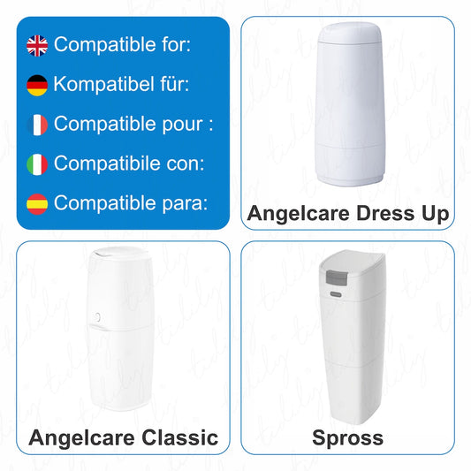 Tidily Windeleimer Nachfüllfolie geruchsdicht, Nachfüllbeutel Kompatibel mit allen Angelcare und Spross Windeleimer - 6er-Pack