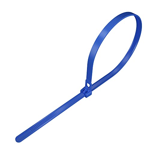 intervisio Kabelbinder Wiederverschließbar, 350mm x 7,6mm, 100 Stück, Blau