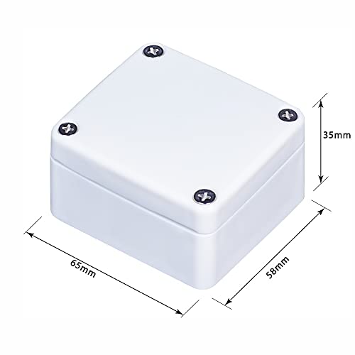 Anschlussdose ABS Gehäuse 65 x 58 x 35mm weiß mit Schraube Dübbel Dichtung Klemme und Kabelbinder