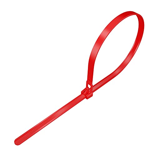 intervisio Kabelbinder Wiederverschließbar, 200mm x 7,6mm, 100 Stück, Rot