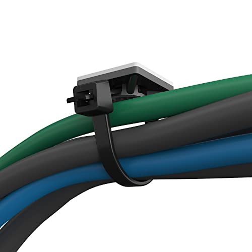 intervisio Klebesockel für Kabelbinder 19mm x 19mm, Selbstklebend Kabelschelle, schwarz, 200 Stück