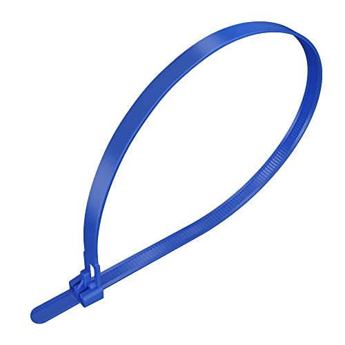 intervisio Kabelbinder Wiederverschließbar, 540mm x 7,6mm, 100 Stück, Blau