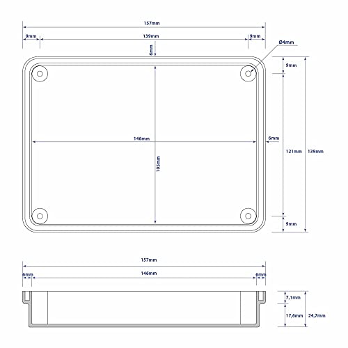 Anschlussdose ABS Gehäuse 155 x 115 x 75mm weiß mit Schraube Dübbel Dichtung Klemme und Kabelbinder