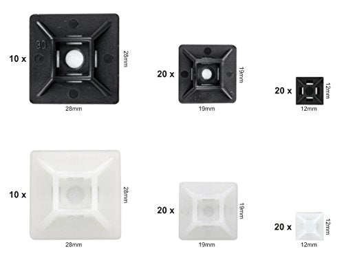 intervisio Klebesockel für Kabelbinder Set, Selbstklebend Kabelschelle, schwarz und weiss, 100 Stück