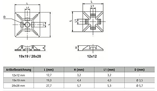 intervisio Klebesockel für Kabelbinder Set, Selbstklebend Kabelschelle, schwarz und weiss, 100 Stück