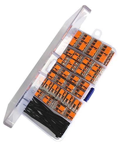Wago Klemmen 75 Stück Set Sortiment 25x 221-412 | 25x 221-413 | 25x 221-415 Klemme und intervisio Kabelbinder 80mm