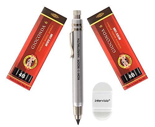 Koh-I-Noor 5359 Fallminenstift 5,6 mm - Graphitminen Set 4865 4B und Bleistiftspitzer mit Radiergummi