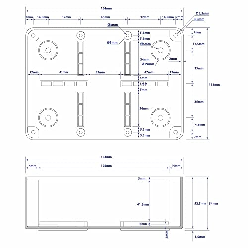 Anschlussdose ABS Gehäuse 155 x 115 x 75mm weiß mit Schraube Dübbel Dichtung Klemme und Kabelbinder