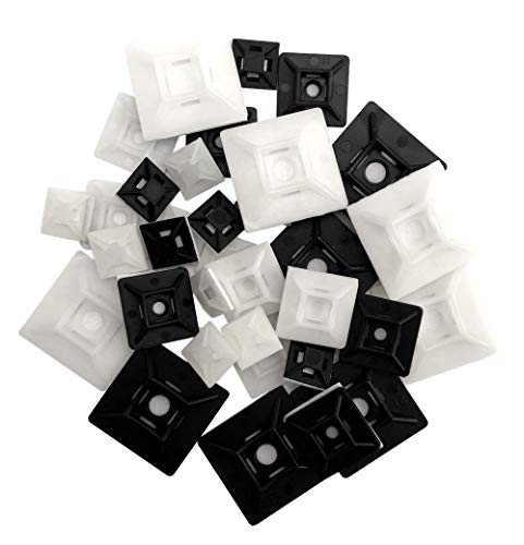 intervisio Klebesockel für Kabelbinder Set, Selbstklebend Kabelschelle, schwarz und weiss, 100 Stück