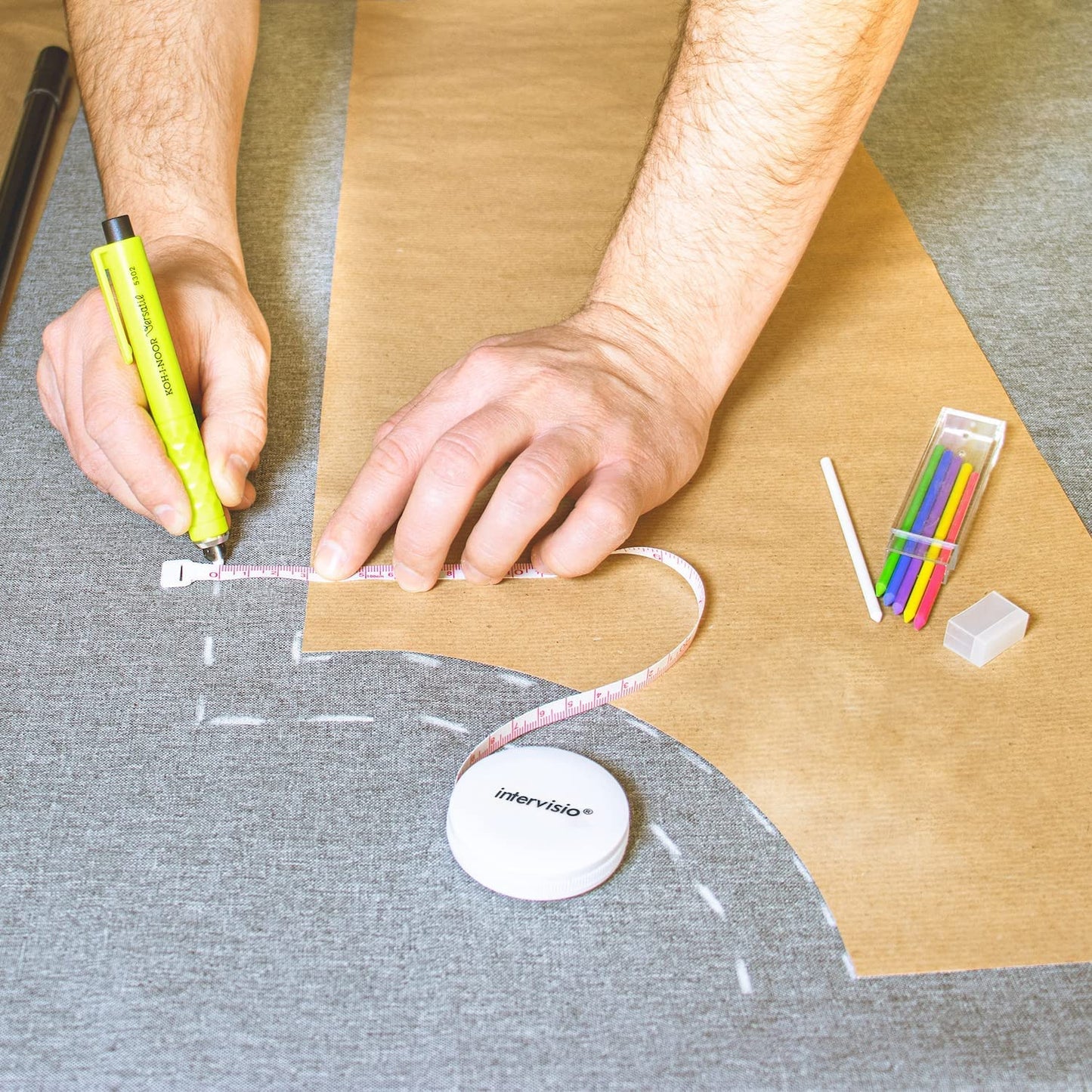 Koh-I-Noor Schneiderkreidestift und intervisio 1 Meter Maßband Ausziehbares