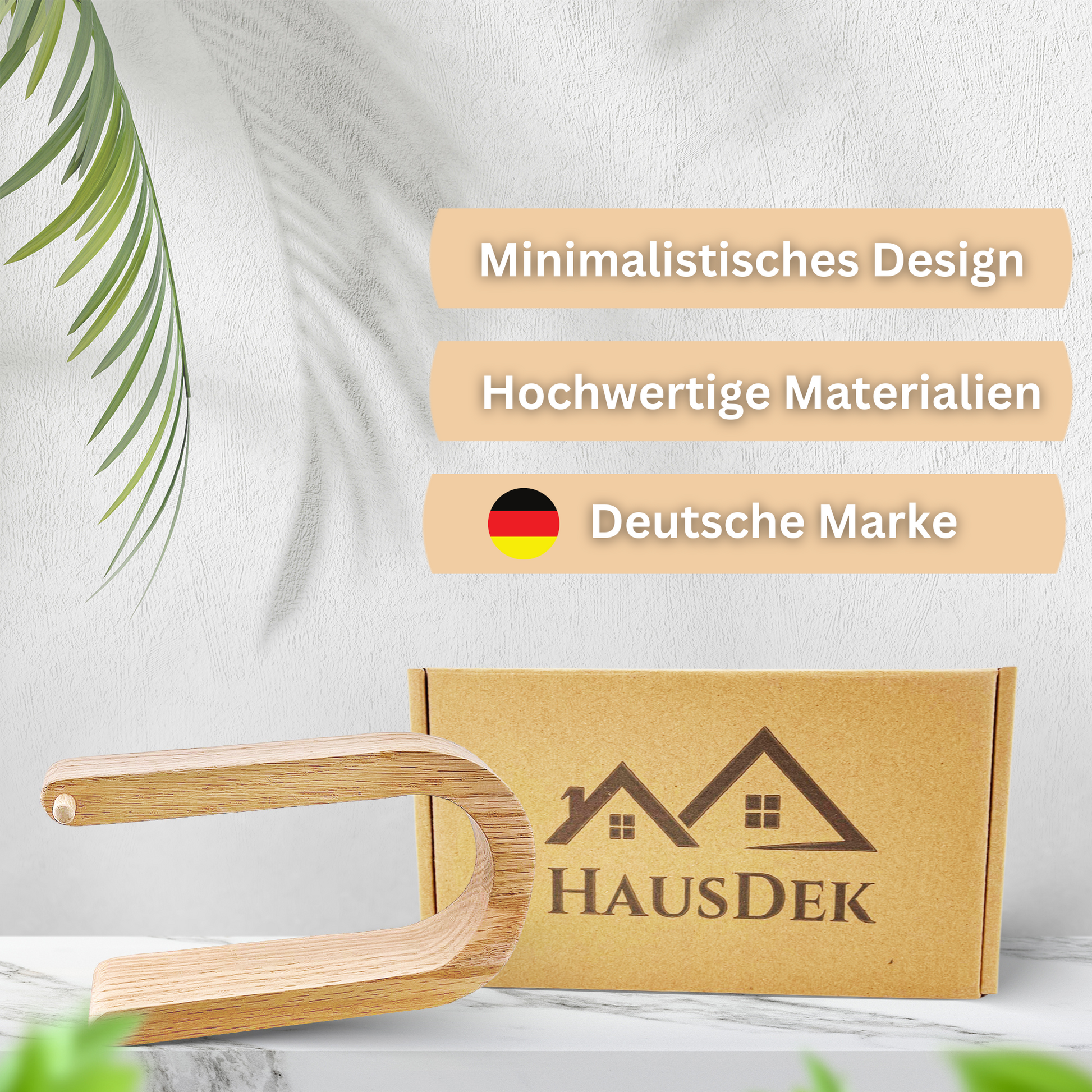 HausDek Toilettenpapierhalter aus Eichenholz – ohne Bohren, minimalistisches Design, starke Haftung – Ansicht 4
