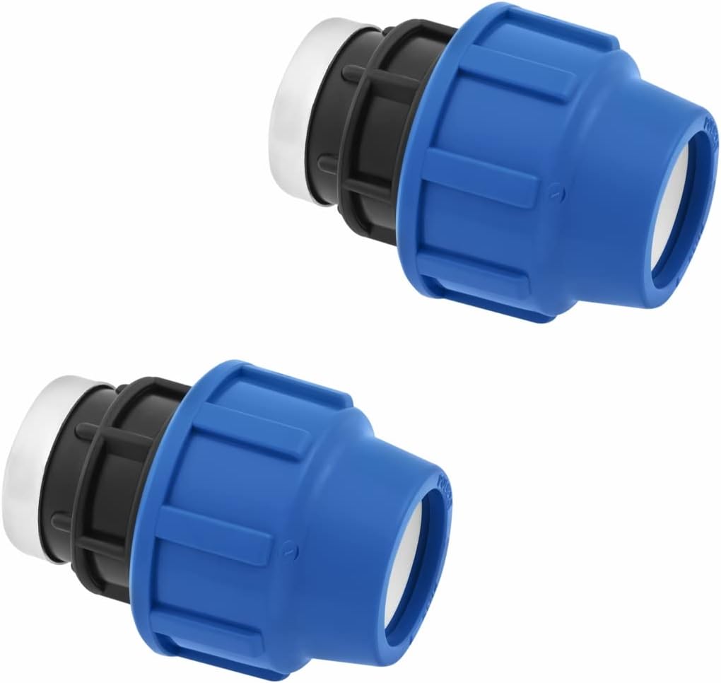 PP Kupplung MDPE 32mm x 1 Zoll mit Innengewinde IG - Verschraubung für PE Rohr PN16 DVGW Trinkwasser zertifiziert – 32 mm Klemmverbinder Adapter für PE80 PE100 Rohren - 2 Stück
