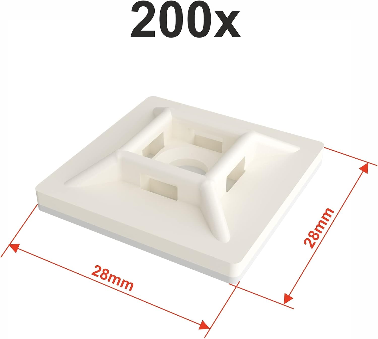 Klebesockel für Kabelbinder 28mm weiß 200 Stück