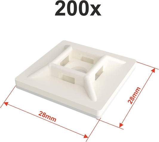 Klebesockel für Kabelbinder 28mm weiß 200 Stück