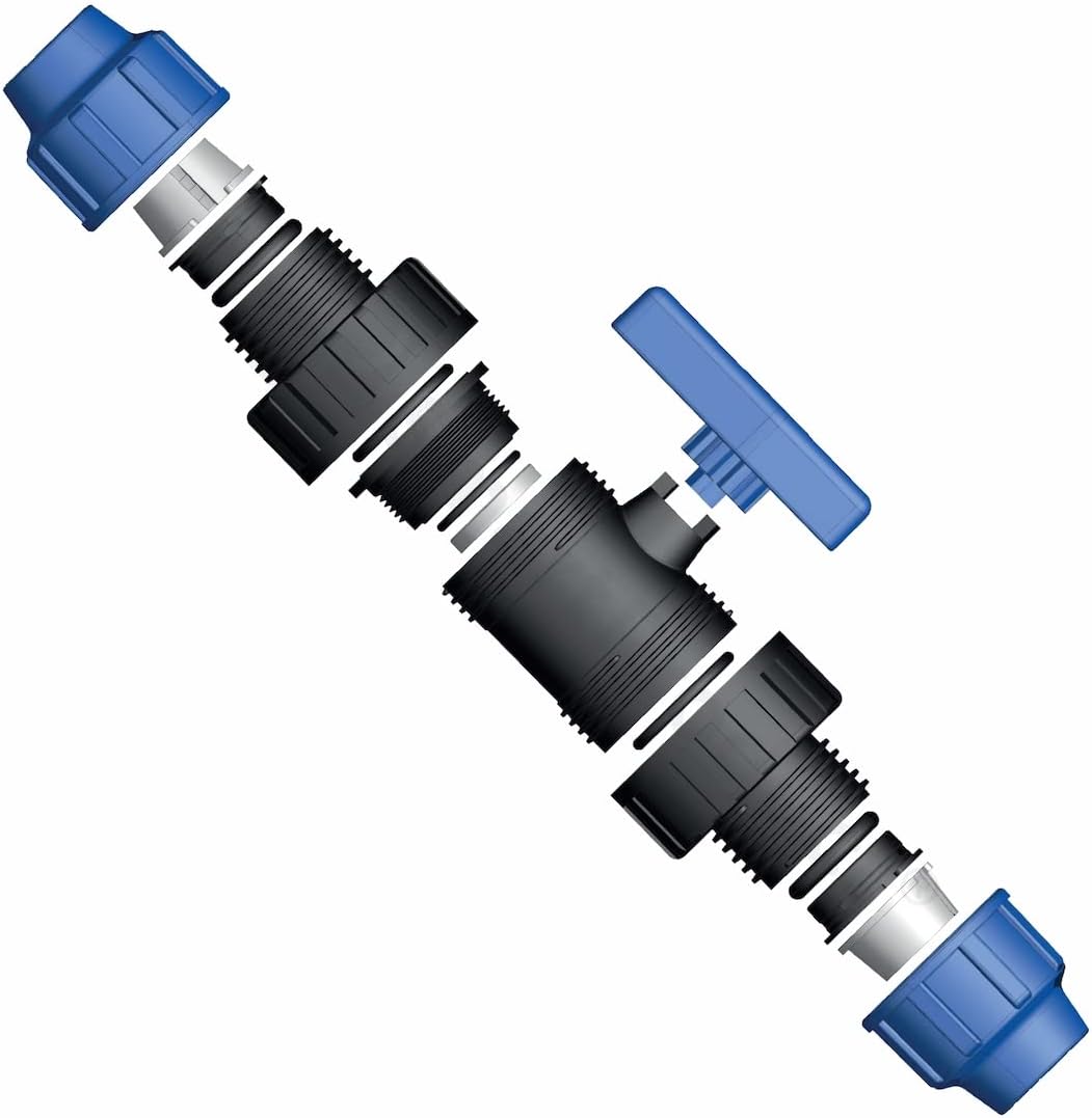 25mm PE Rohr Kugelhahn PN10 – Kunstoff Hahn Klemmverbinder – 25 mm PP Absperrhahn Kupplung kompatibel mit PE80 PE100 Rohren – Kugelventil - 1 Stück