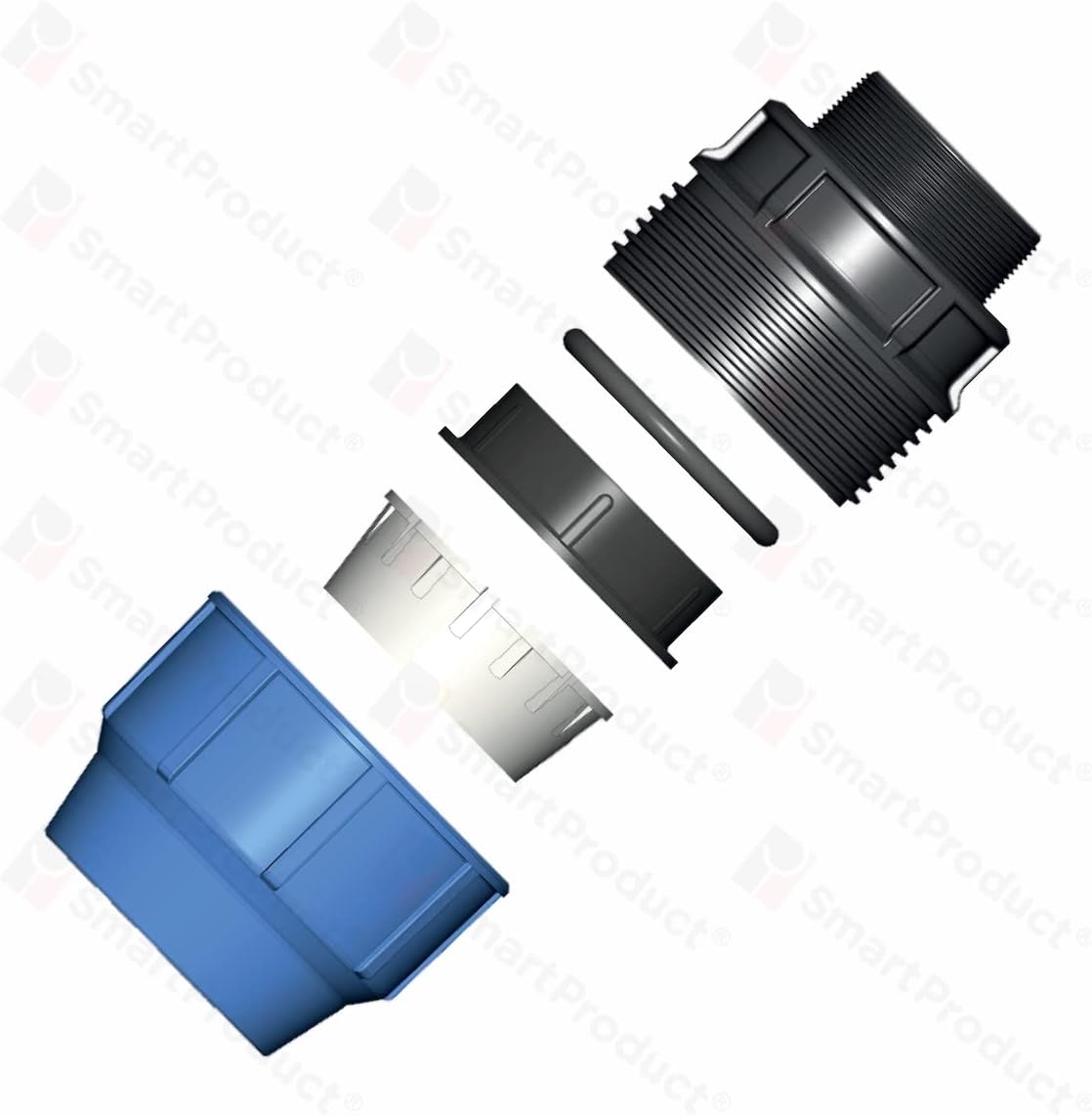T-Stück PE Rohr Fitting 32mm x 32mm x 32 mm Verschraubung PN16 DVGW Trinkwasser zertifiziert – Klemmverbinder – PP T Kupplung kompatibel mit PE80 PE100 Rohren – 2 Stück