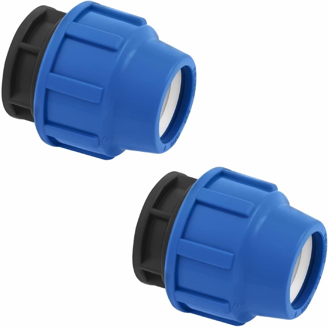 32mm PP Endkappe für PE Rohr PN16 DVGW Trinkwasser zertifiziert – Endstück Endteil Anschlussstücke Klemmverbinder, 32 mm Verschraubung Kupplung für PE80 PE100 Rohren, 2 Stück