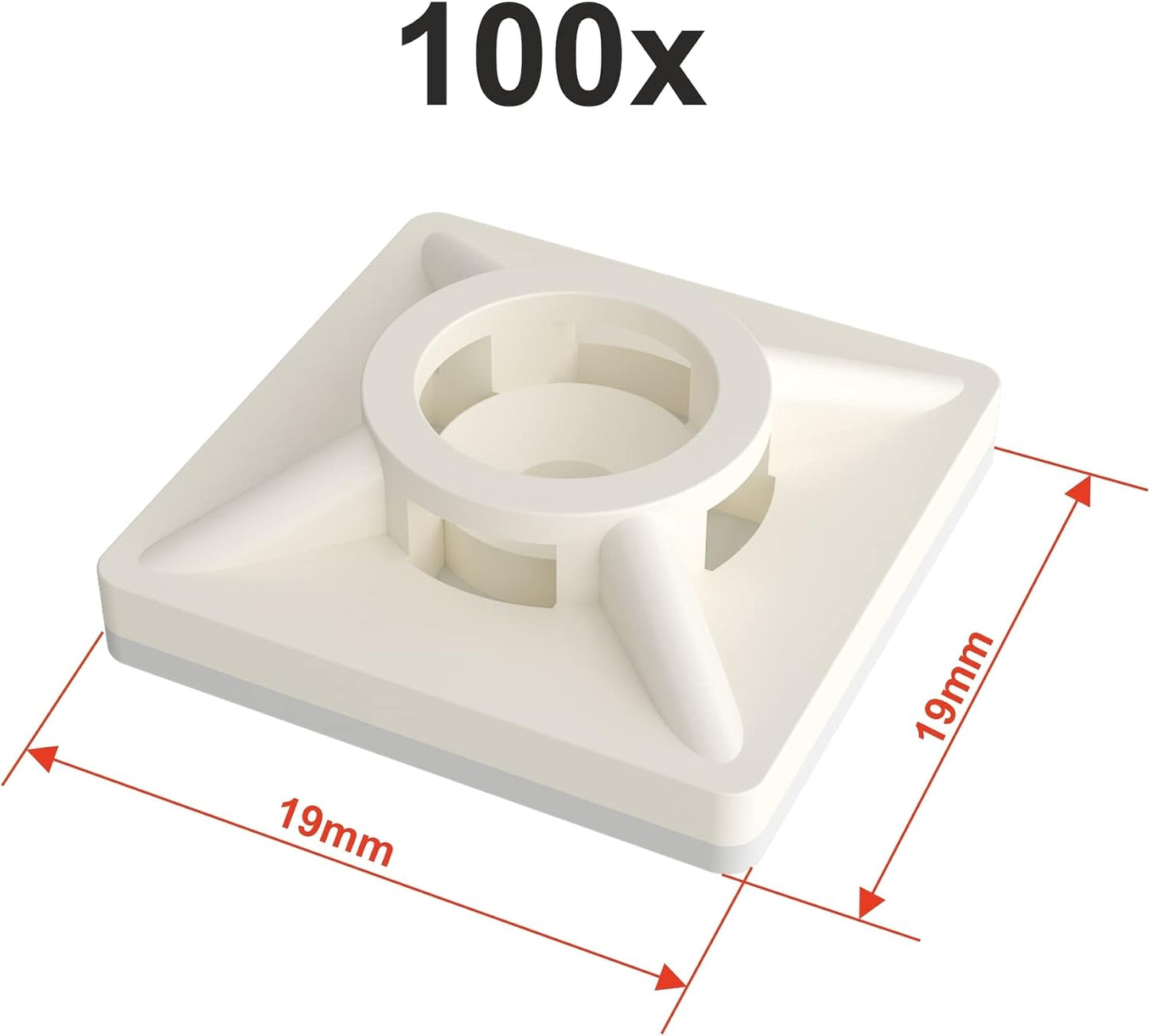 Klebesockel für Kabelbinder 19mm weiß 100 Stück
