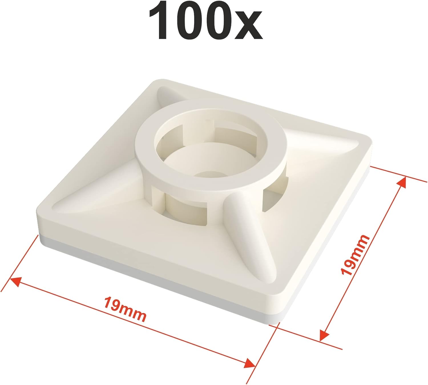 Klebesockel für Kabelbinder 19mm weiß 100 Stück