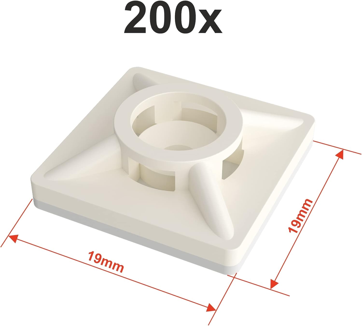 Klebesockel für Kabelbinder 19mm weiß 200 Stück