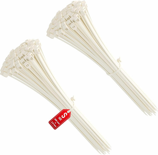 intervisio Kabelbinder 200mm x 2,5mm, Farbe weiß, Natural, Universalbinder, 100 Stück