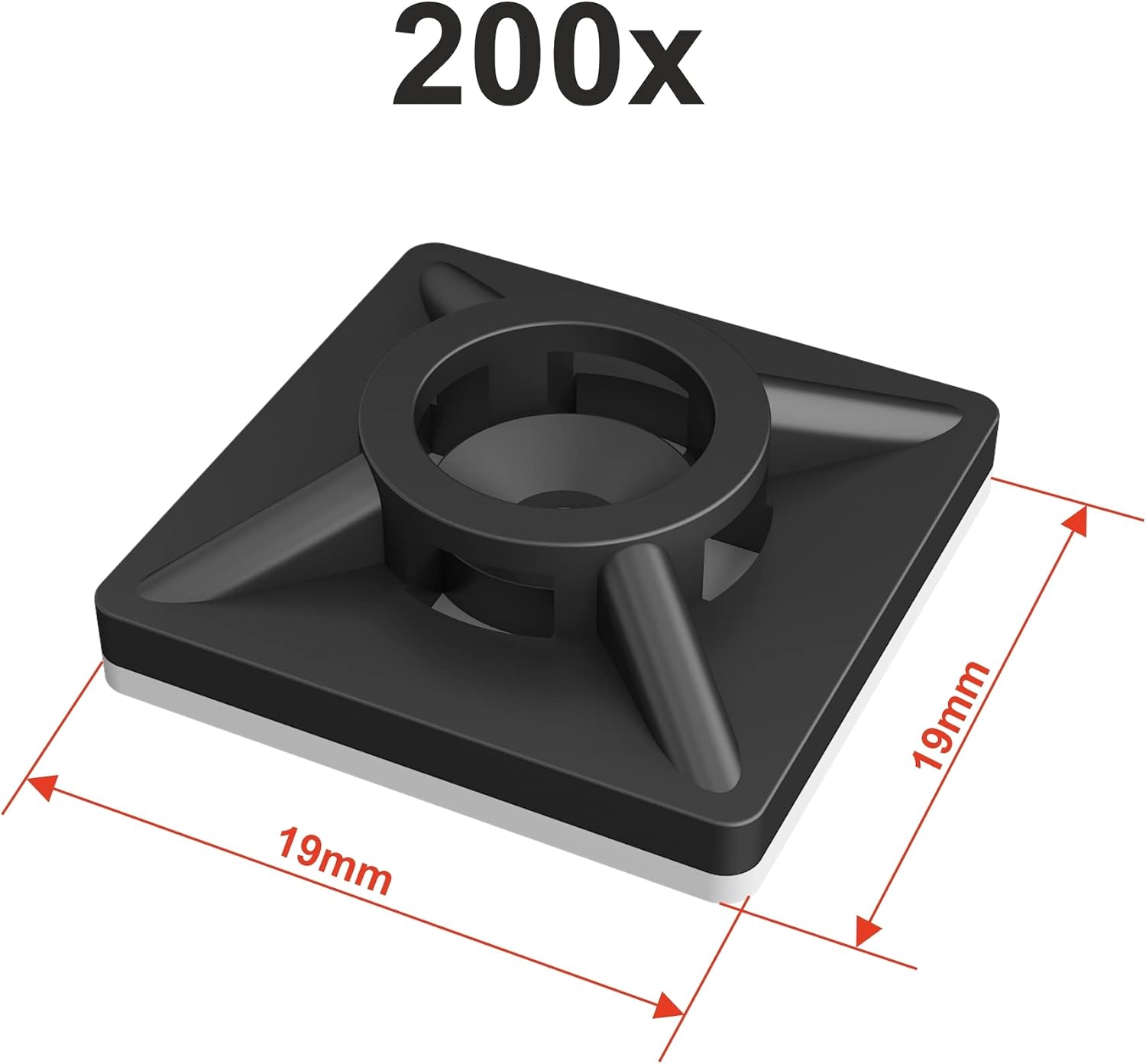intervisio Klebesockel für Kabelbinder 19mm schwarz 200 Stück