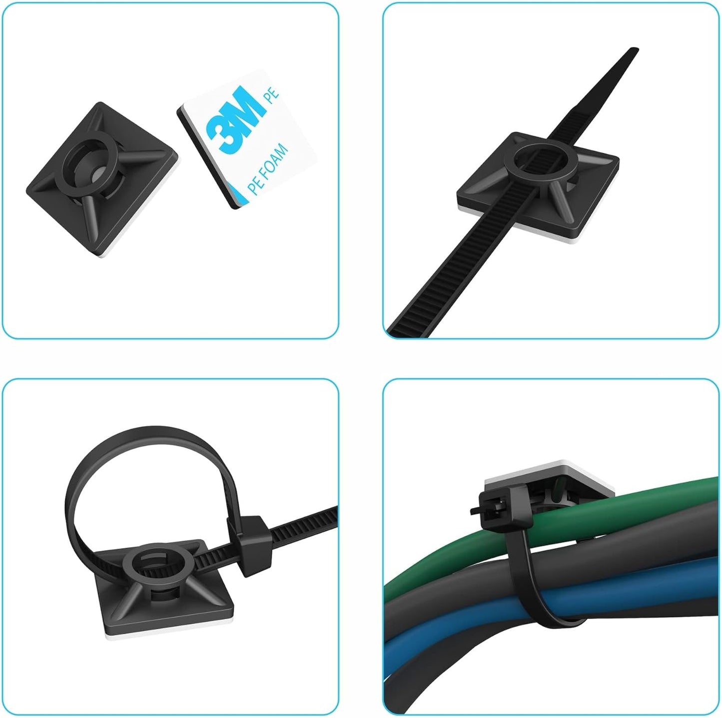 intervisio Klebesockel für Kabelbinder 19mm schwarz 100 Stück