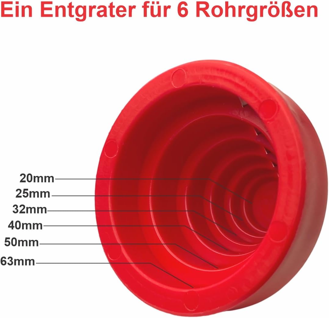Kunststoffrohr-Fasenwerkzeug - Rohr-Entgratungswerkzeug für 20, 25, 32, 40, 50 und 63mm Kunststoffrohre - Hochleistungs-Rohrfräser - PE-Rohranspitzer und 3 Ersatzklinge