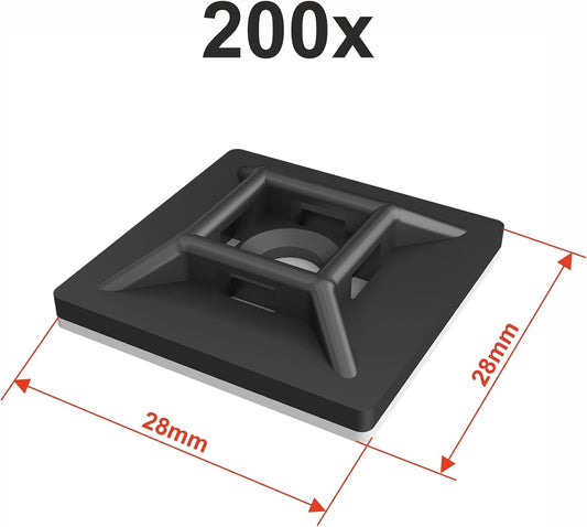 intervisio Klebesockel für Kabelbinder 28mm schwarz 200 Stück