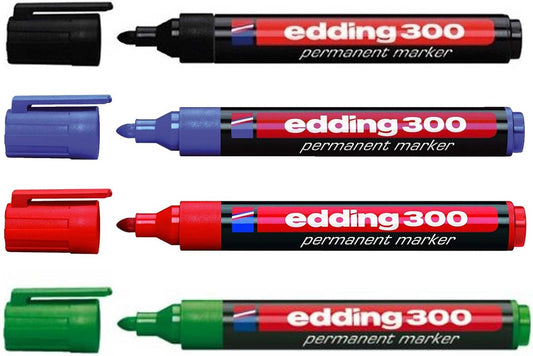 4er Set edding Permanentmarker 300 schwarz, rot, blau und grün