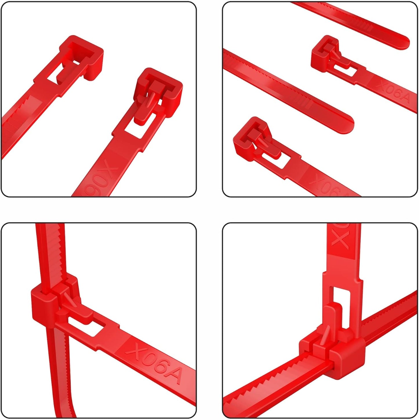 intervisio Kabelbinder Wiederverschließbar 540mm x 7,6mm rot 100 Stück