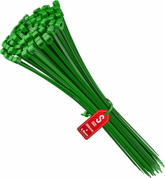 intervisio Kabelbinder 200mm x 4,8mm Farbe Grün, UV-beständig, Universalbinder, 100 Stück