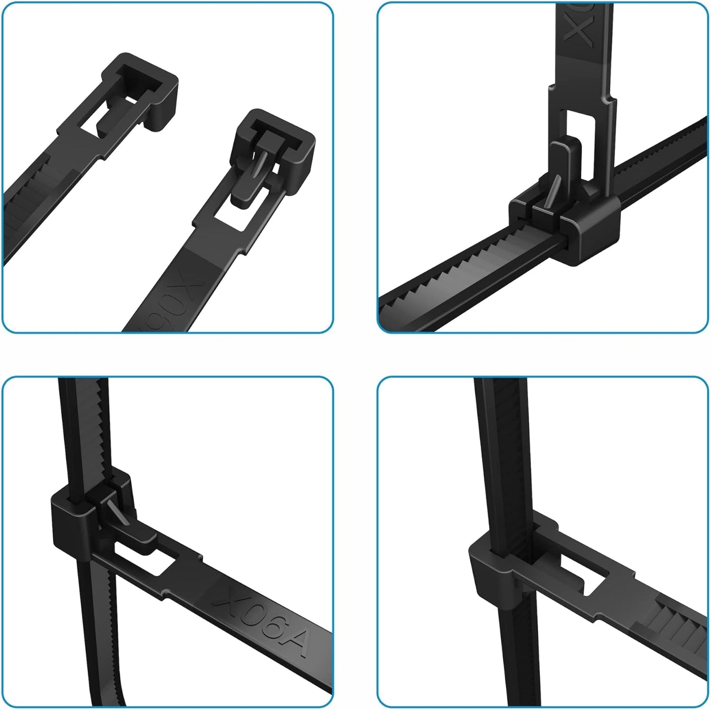 intervisio Kabelbinder Wiederverschließbar, 540mm x 7,6mm, 100 Stück, Schwarz