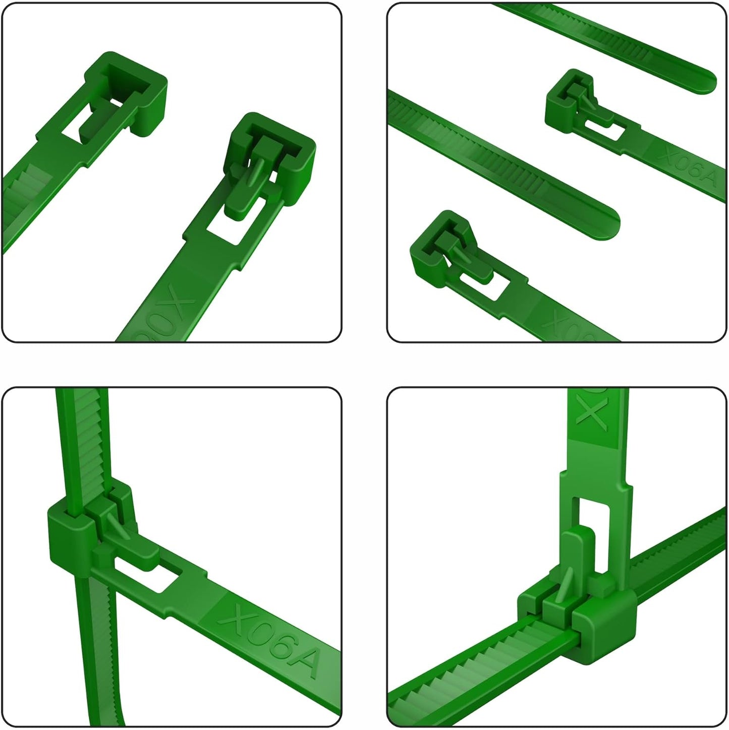 intervisio Kabelbinder Wiederverschließbar, 350mm x 7,6mm, 100 Stück, Grün