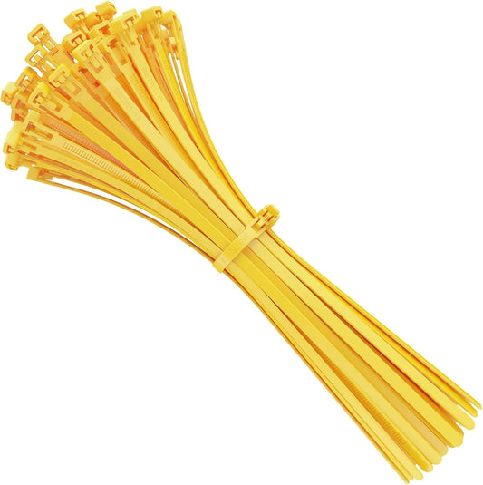 intervisio Kabelbinder Wiederverschließbar, 350mm x 7,6mm, 100 Stück, Gelb