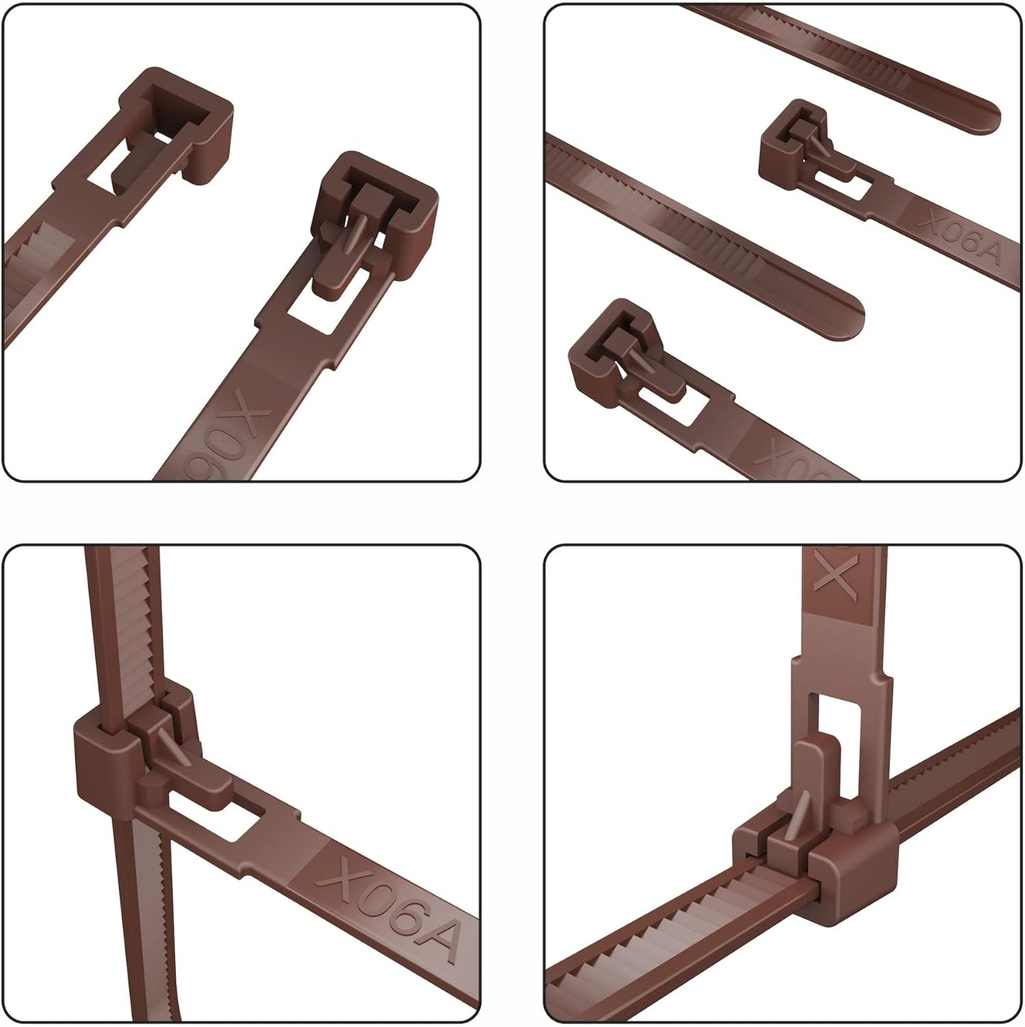 intervisio Kabelbinder Wiederverschließbar 350mm x 7,6mm braun 100 Stück