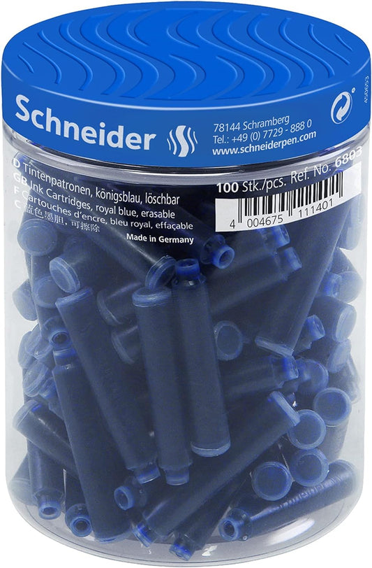 Schneider 6803 Tintenpatronen, königsblau, 100 Stück