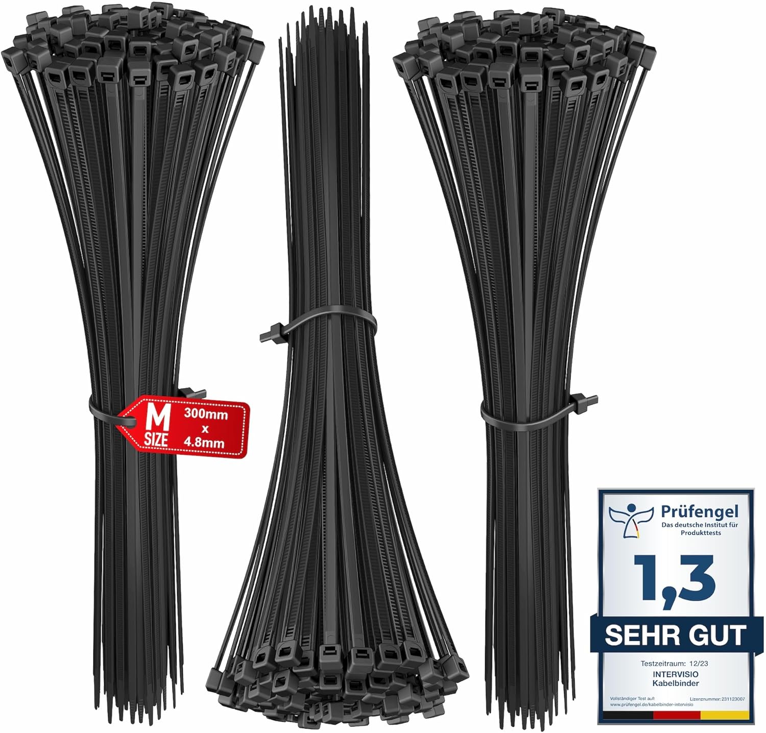 intervisio Kabelbinder 300mm x 4,8mm schwarz 300 Stück