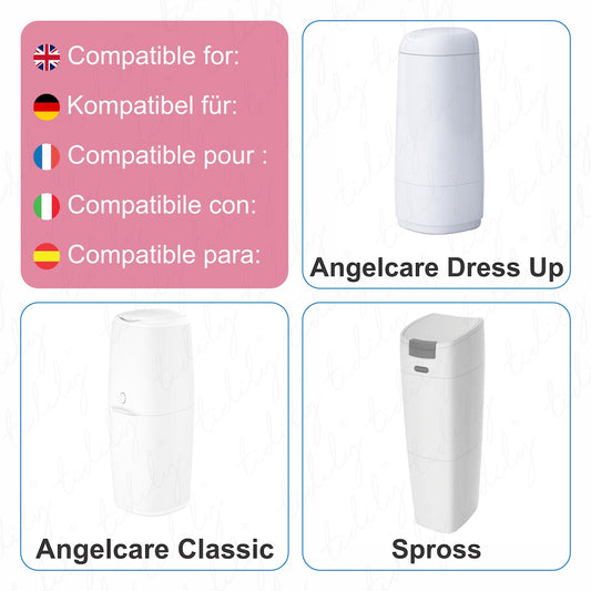 Tidily Windeleimer Nachfüllfolie geruchsdicht, Nachfüllbeutel Kompatibel mit allen Angelcare und Spross Windeleimer - 6er-Pack