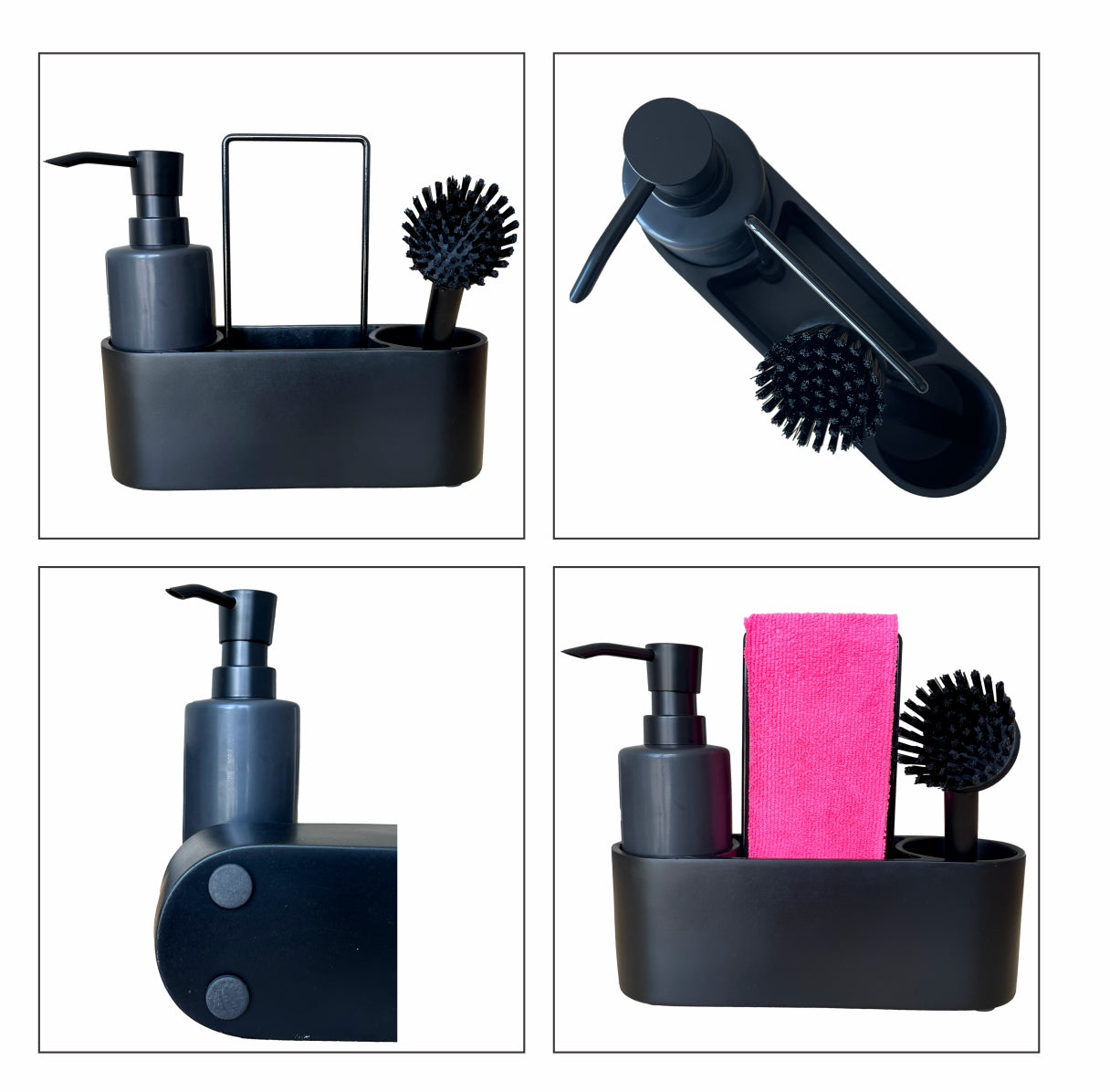 Geschirrspülset - Spülorganizer mit Seifenspender, Spültuch und Spülbürste