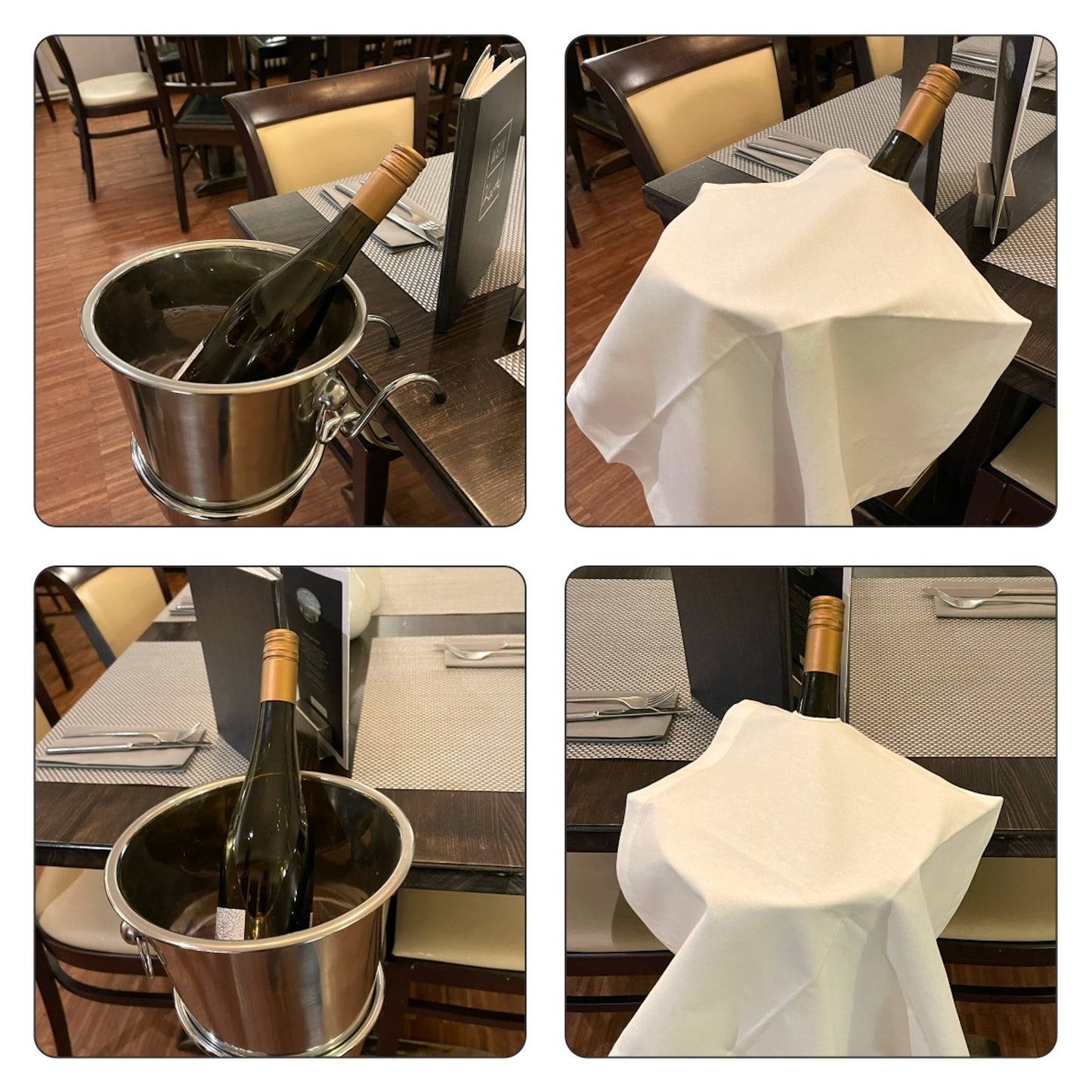 Weinservietten – Wein- Champagner- oder Sektserviette mit Öffnung für Flaschenhals– Saugfähige – Ansicht 3