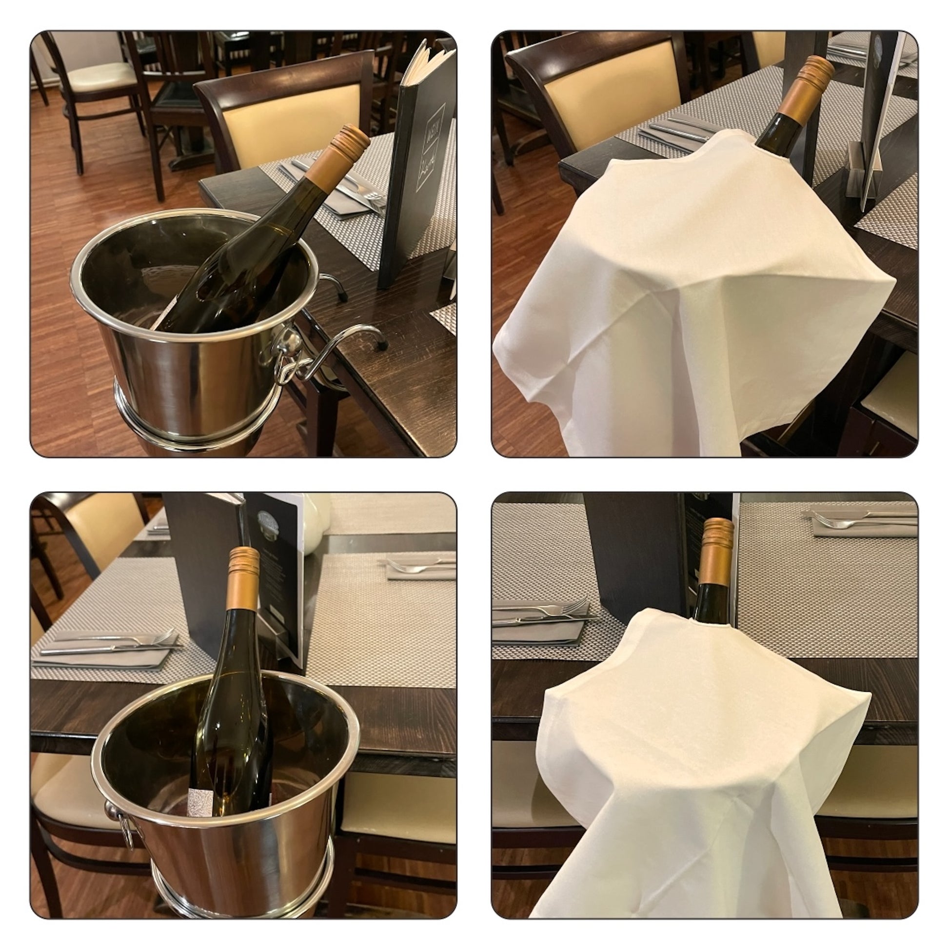 Weinservietten – Wein- Champagner- oder Sektserviette mit Öffnung für Flaschenhals– Saugfähige – Ansicht 3