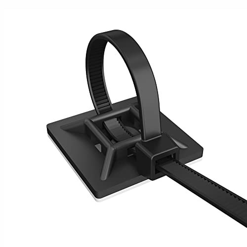 intervisio Klebesockel für Kabelbinder 28mm x 28mm, Selbstklebend Kabelschelle, schwarz, 100 Stück