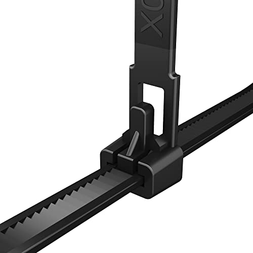 intervisio Kabelbinder Wiederverschließbar, 200mm x 7,6mm, 100 Stück, Schwarz
