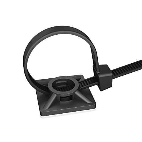 intervisio Klebesockel für Kabelbinder 19mm x 19mm, Selbstklebend Kabelschelle, schwarz, 100 Stück