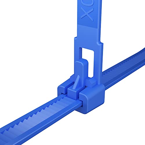 intervisio Kabelbinder Wiederverschließbar, 350mm x 7,6mm, 100 Stück, Blau